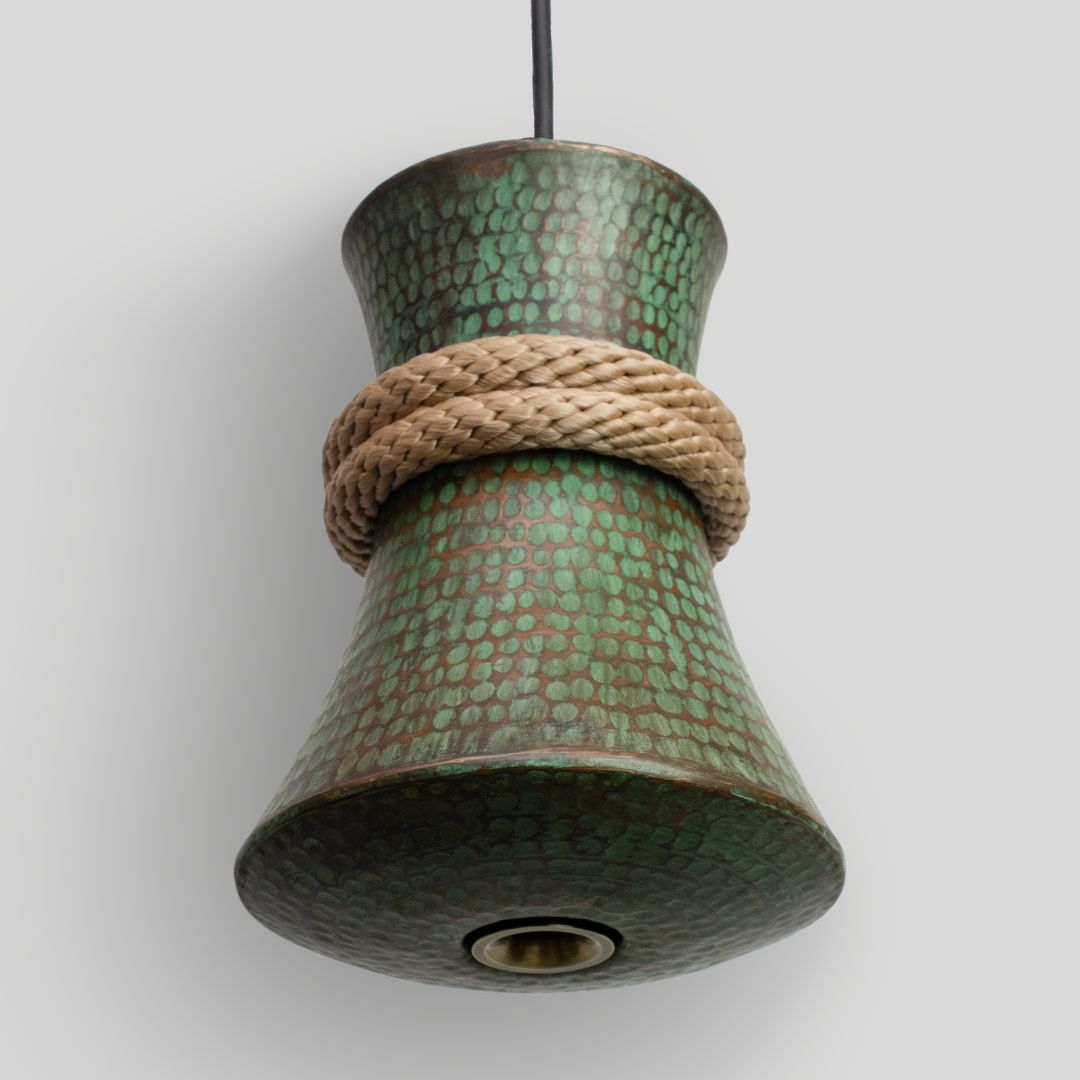 TANU - LÁMPARA COLGANTE DE COBRE PATINA JADE