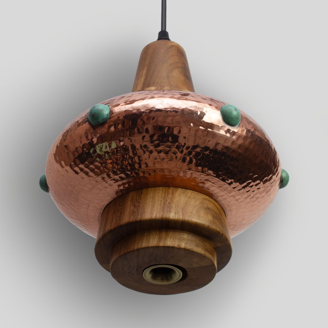 METL - LÁMPARA COLGANTE DE COBRE Y PAROTA