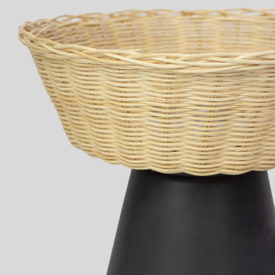 NAHUA - LÁMPARA DE MESA DE CERÁMICA Y MIMBRE