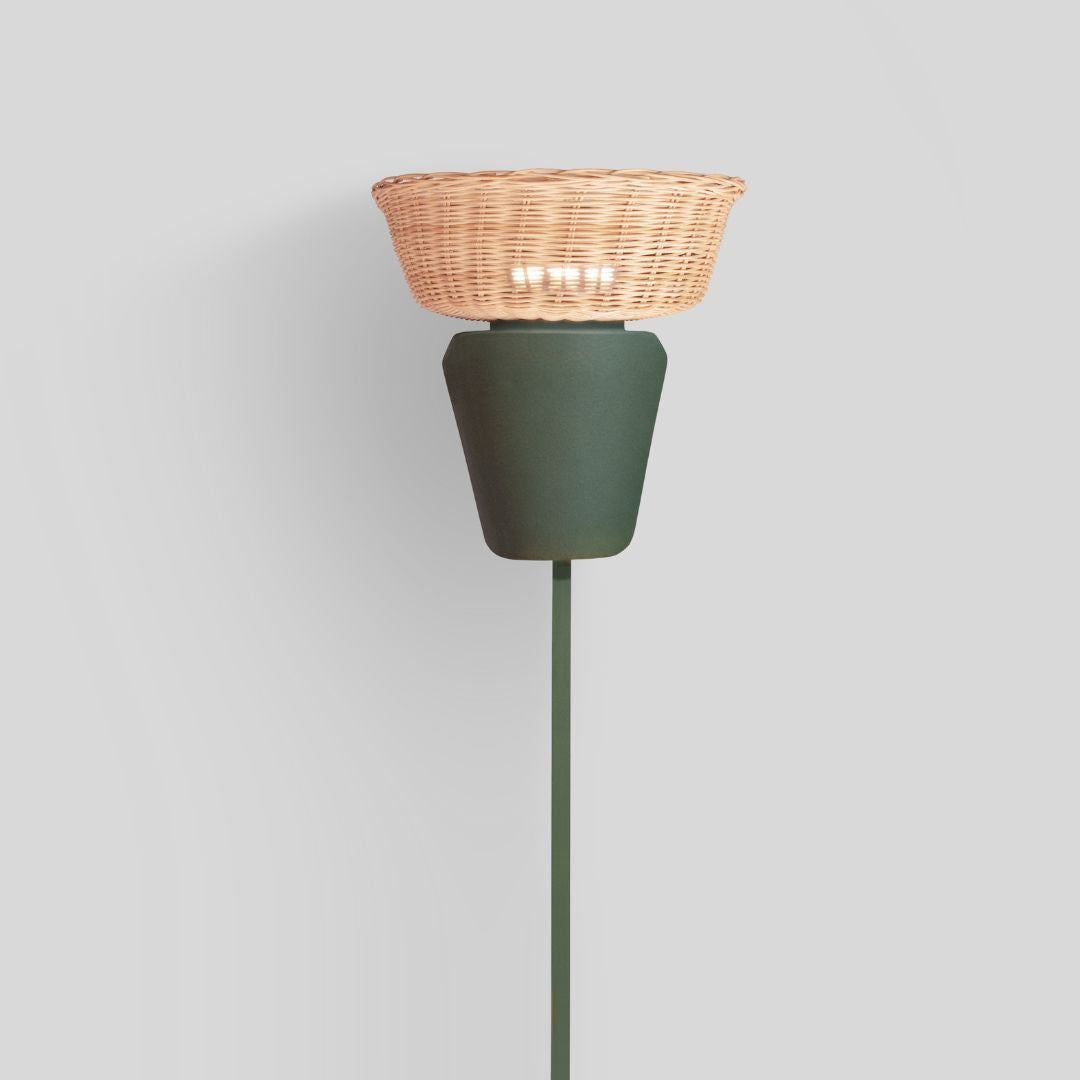 ESPIGA - LÁMPARA DE PIE DE CERÁMICA Y MIMBRE