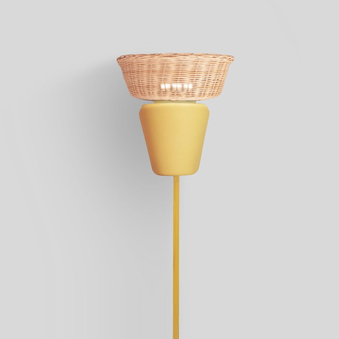 ESPIGA - LÁMPARA DE PIE DE CERÁMICA Y MIMBRE