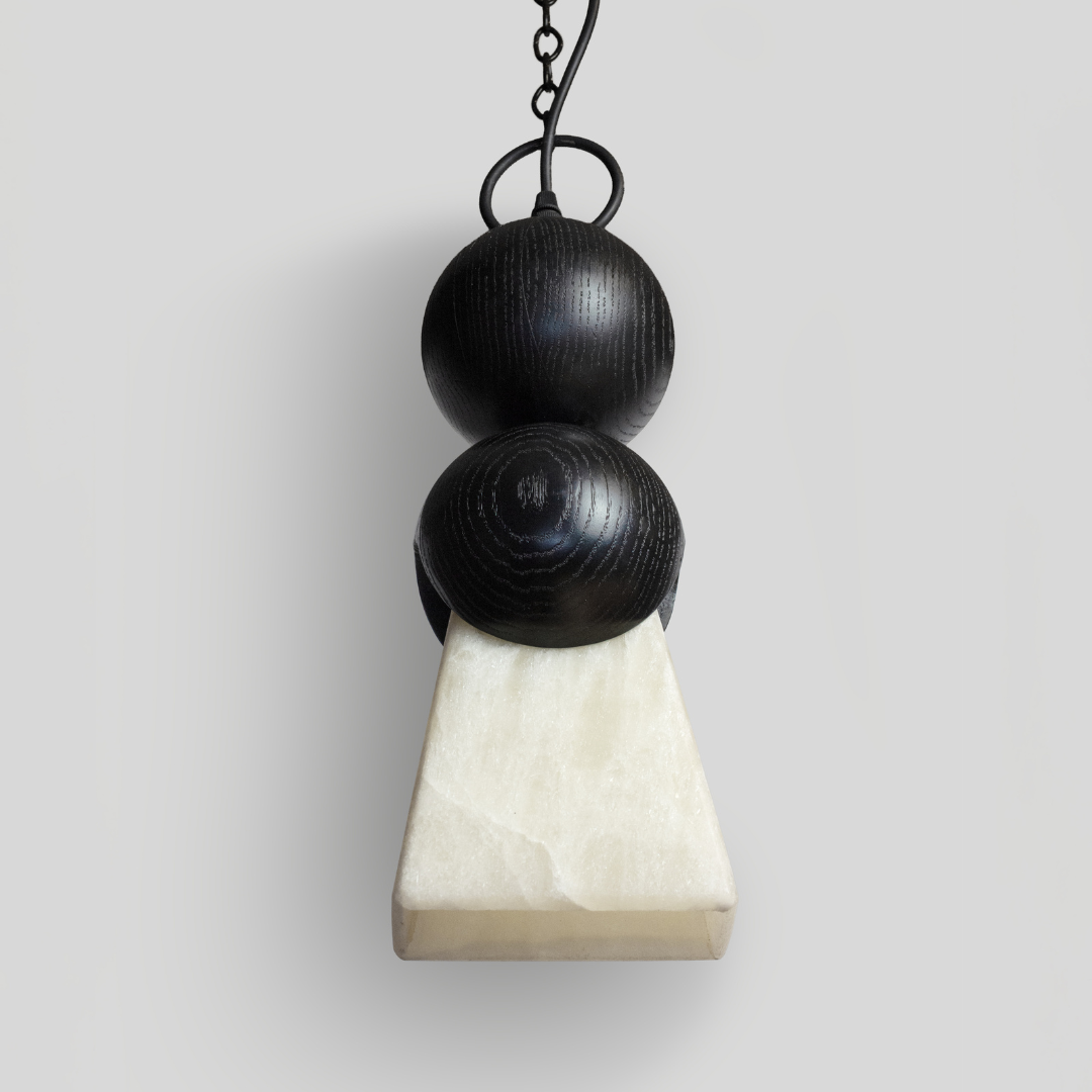 CÁTODO - LÁMPARA COLGANTE DE ENCINO Y ÓNIX