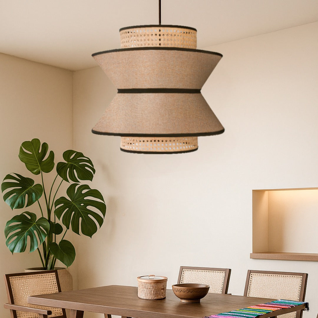 ATLAHUA - LÁMPARA COLGANTE DE BEJUCO & TEXTIL