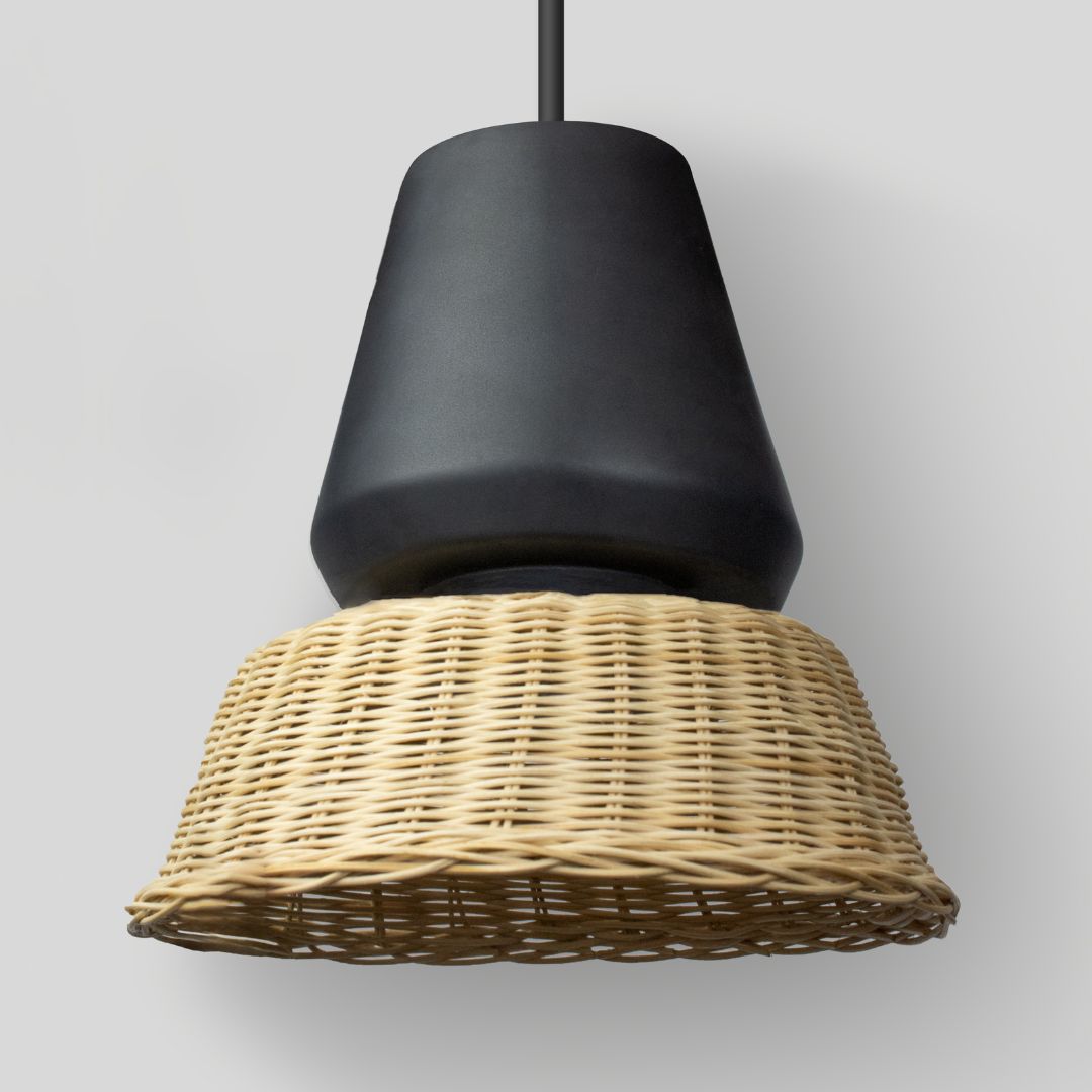 LUCERNA - LÁMPARA COLGANTE DE CERÁMICA Y MIMBRE