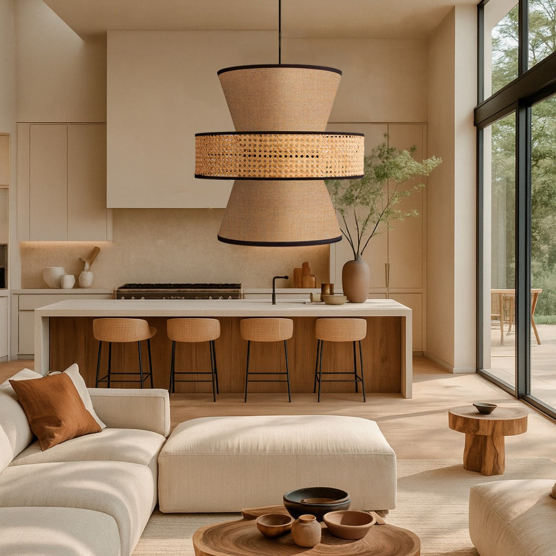 MAKSKUT - LÁMPARA COLGANTE DE BEJUCO & TEXTIL