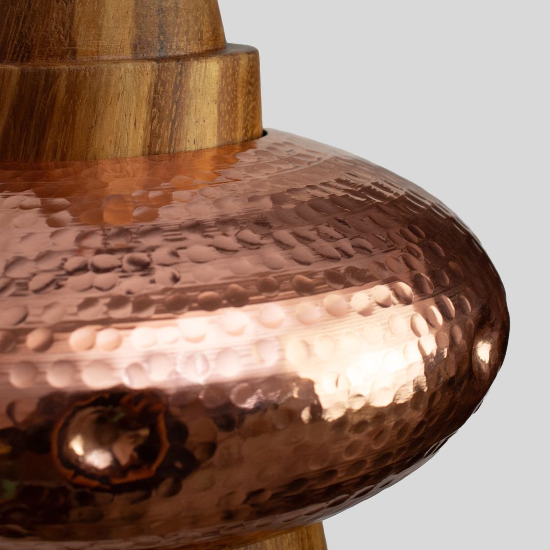 PIRA - LÁMPARA COLGANTE DE COBRE Y PAROTA