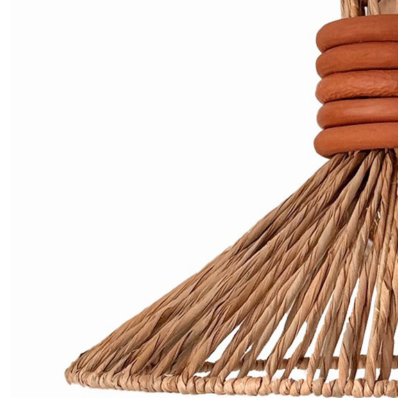 ALUEX - LÁMPARA COLGANTE DE CHUSPATA Y BARRO MARTELINADO