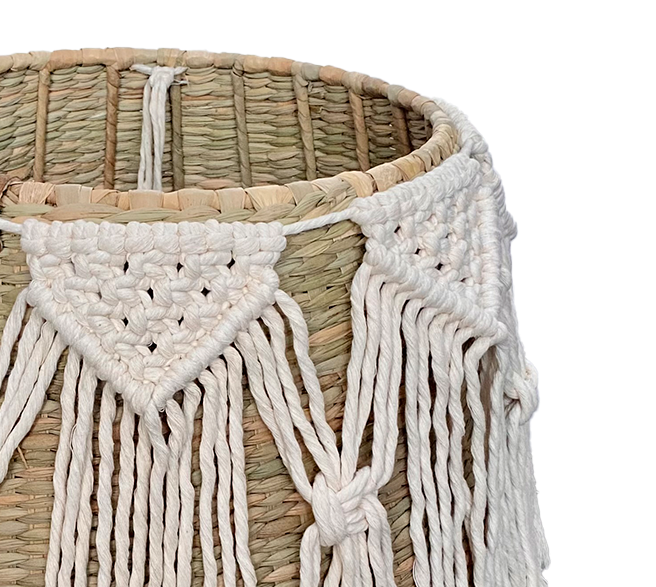 PUREPECHA - CESTO DE CHUSPATA Y MACRAMÉ