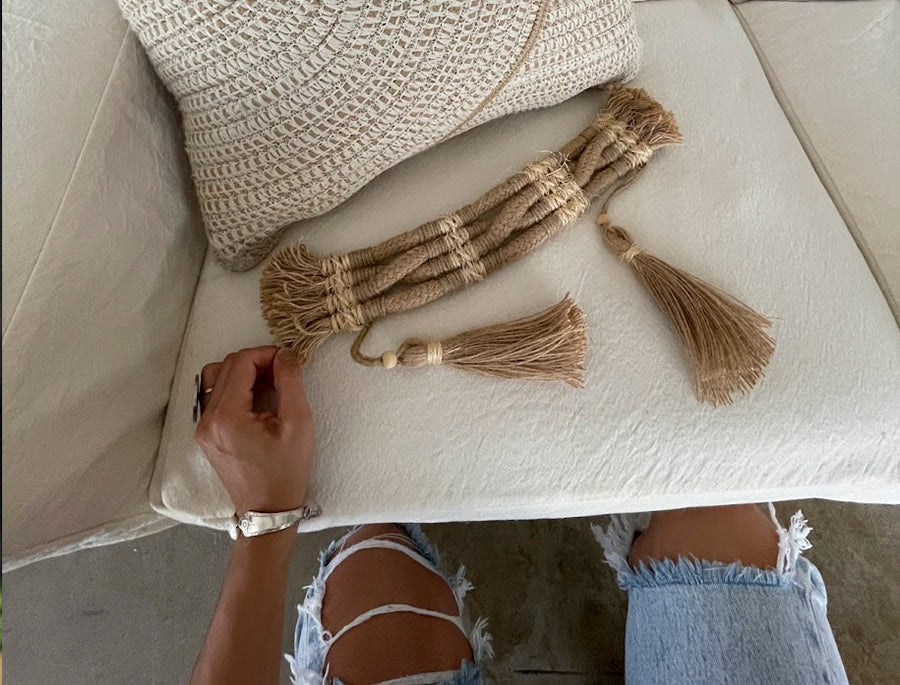 AKAAL - TAPIZ DE MACRAMÉ DE YUTE Y SISAL
