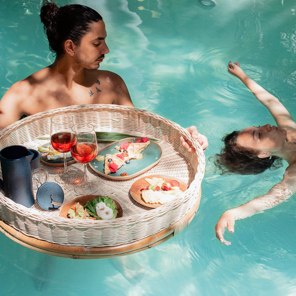 TULUM - BANDEJA FLOTANTE DE MIMBRE Y RATÁN