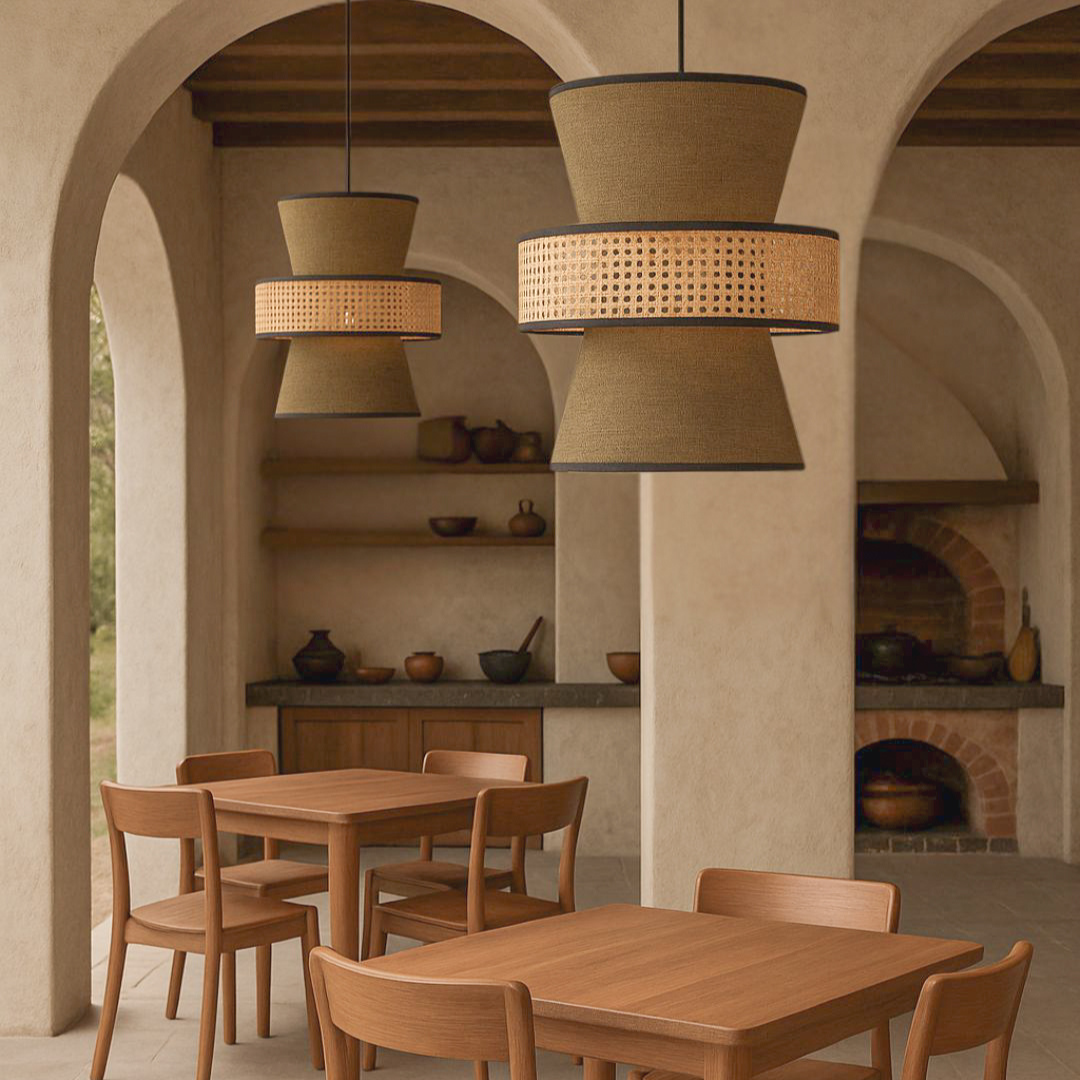 MAKSKUT - LÁMPARA COLGANTE DE BEJUCO & TEXTIL