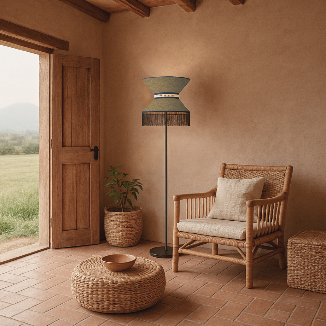 PARIXICAM - LÁMPARA DE PIE DE BEJUCO & TEXTIL
