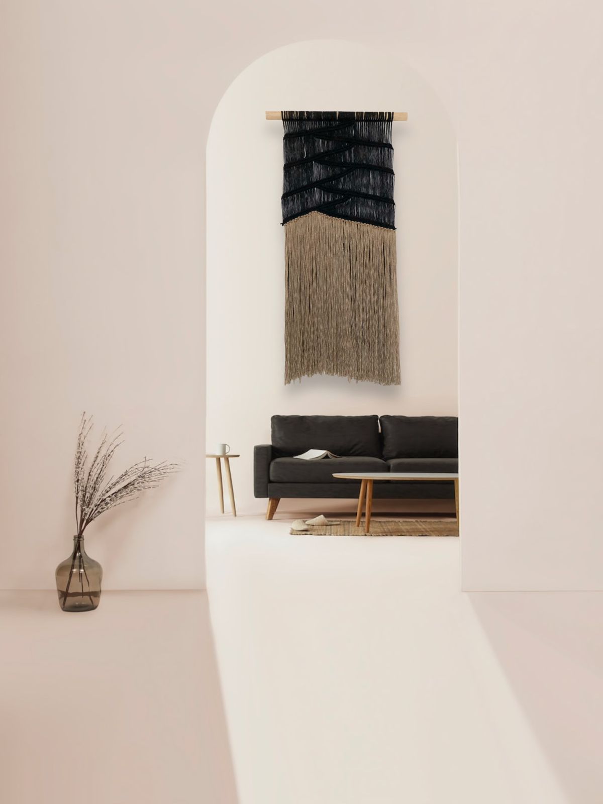 METZA II - TAPIZ DE MACRAMÉ CON YUTE Y ALGODÓN