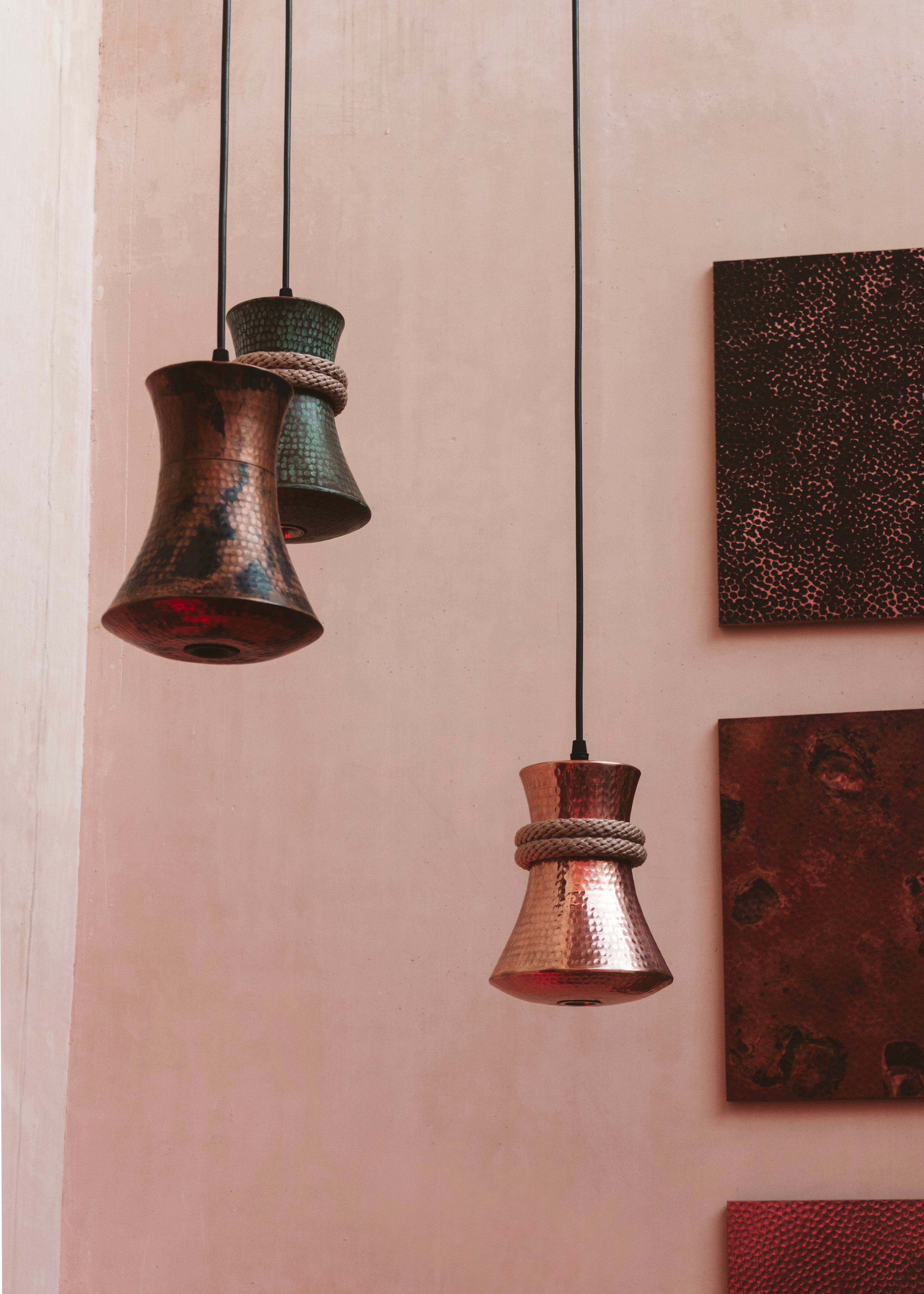 TANU - LÁMPARA COLGANTE DE COBRE BRILLANTE NATURAL