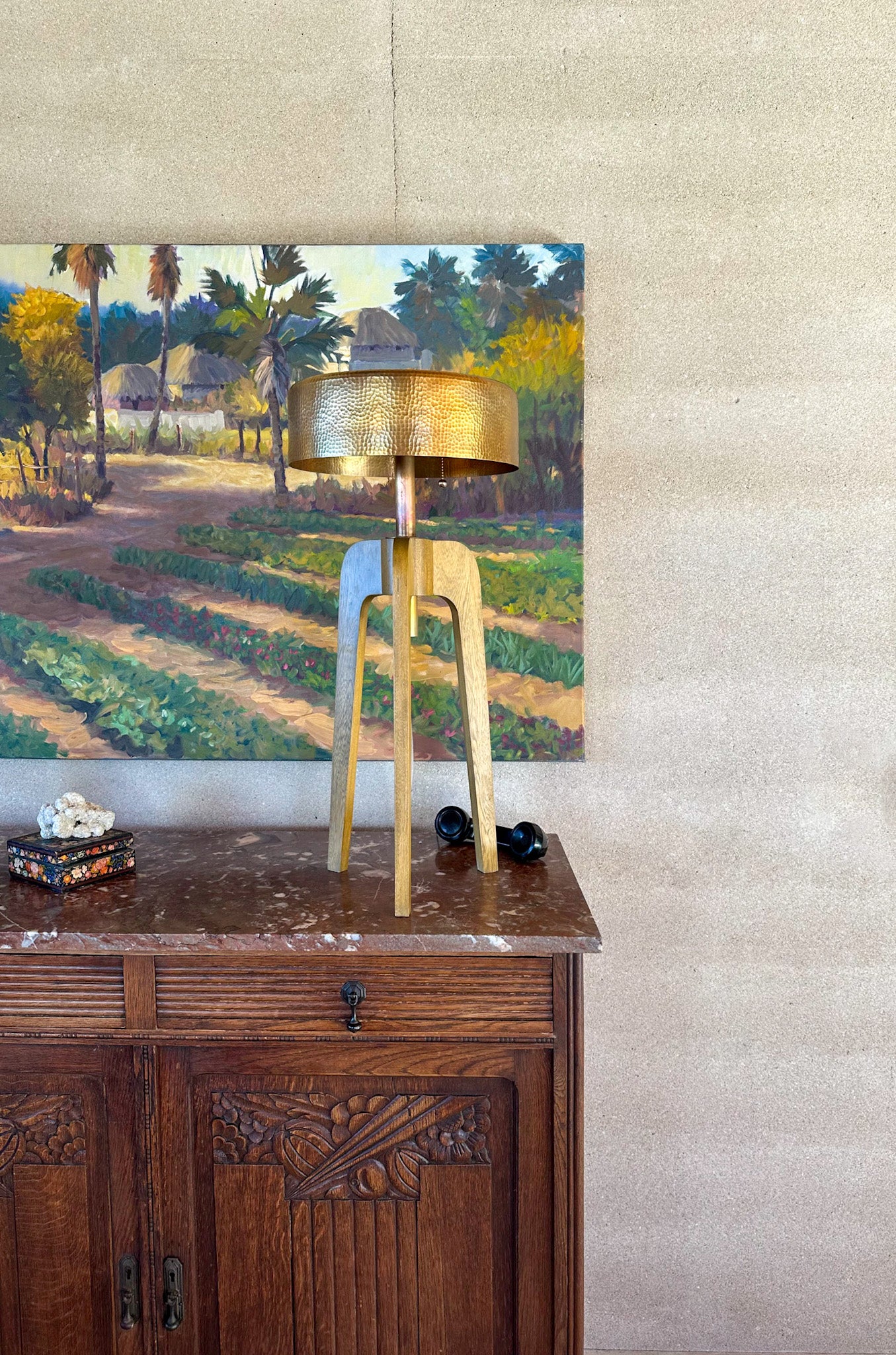 TRIPPI - LÁMPARA DE MESA DE COBRE Y ROSA MORADA