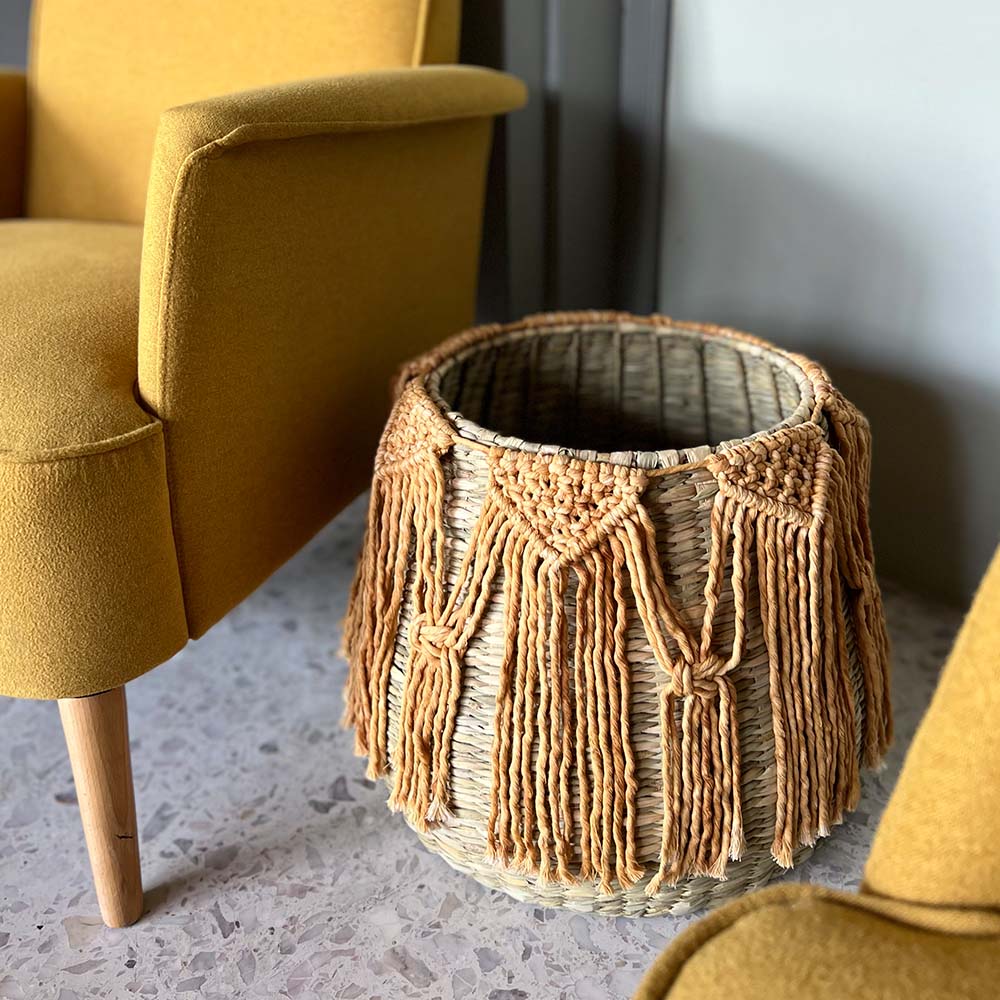 PUREPECHA II - CESTO DE CHUSPATA Y MACRAMÉ