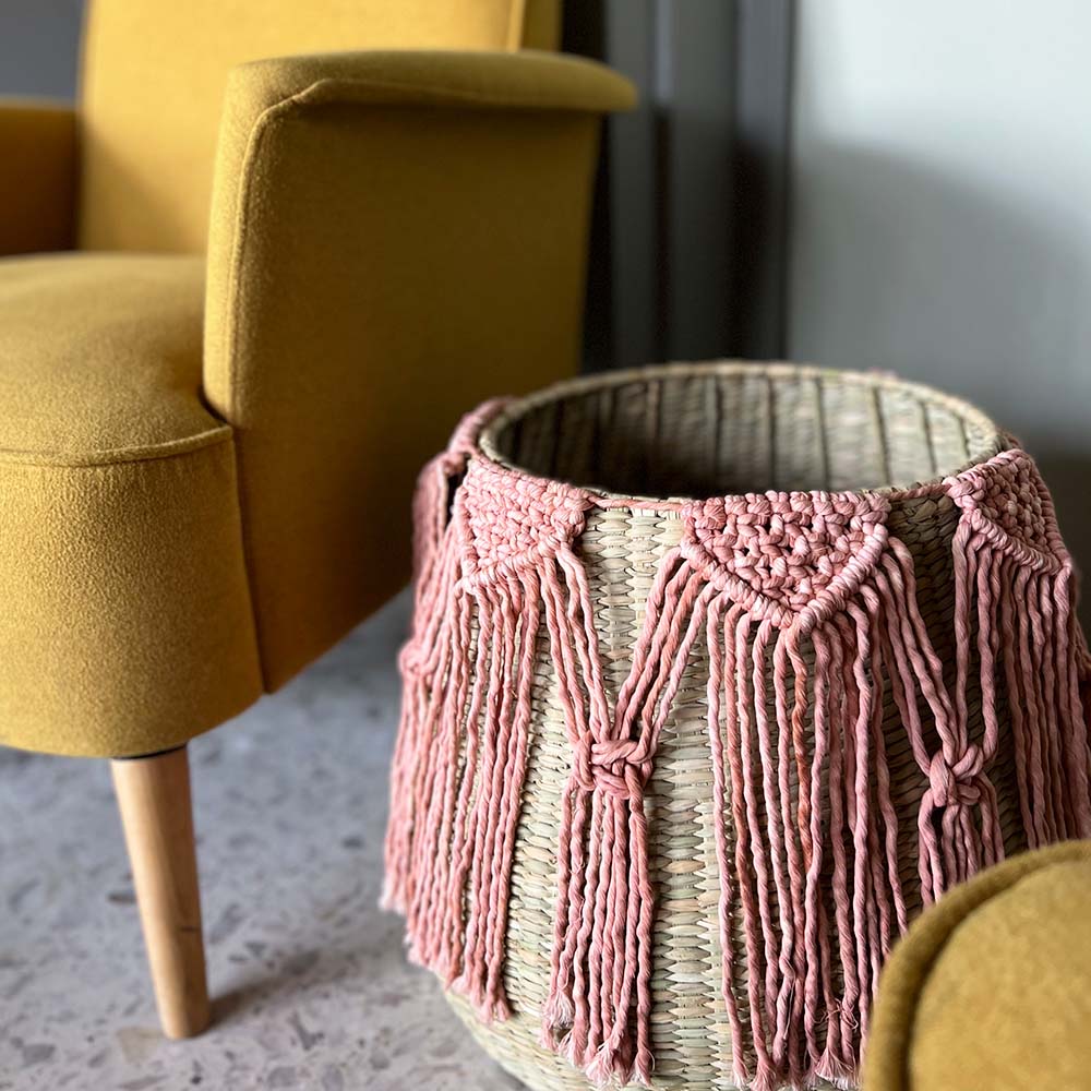 PUREPECHA III - CESTO DE CHUSPATA Y MACRAMÉ