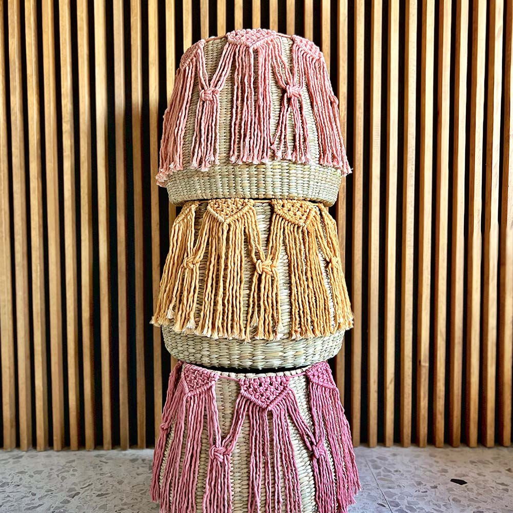 PUREPECHA III - CESTO DE CHUSPATA Y MACRAMÉ