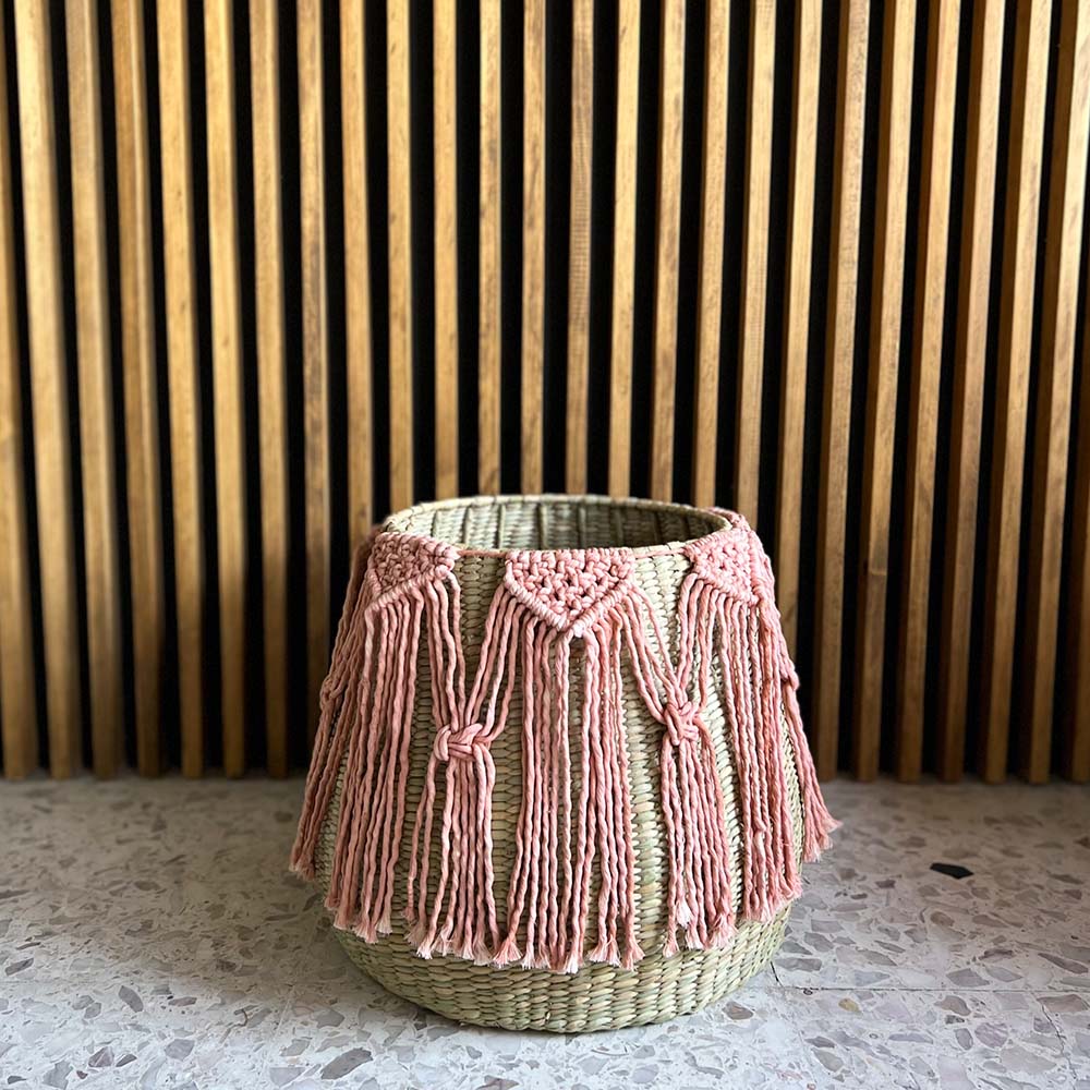 PUREPECHA III - CESTO DE CHUSPATA Y MACRAMÉ