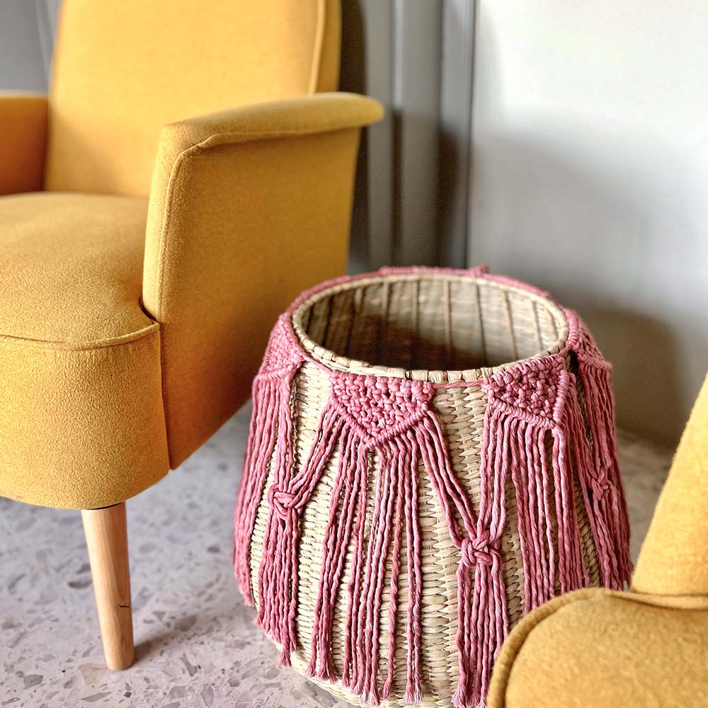 PUREPECHA I - CESTO DE CHUSPATA Y MACRAMÉ