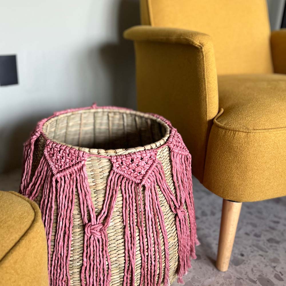 PUREPECHA I - CESTO DE CHUSPATA Y MACRAMÉ