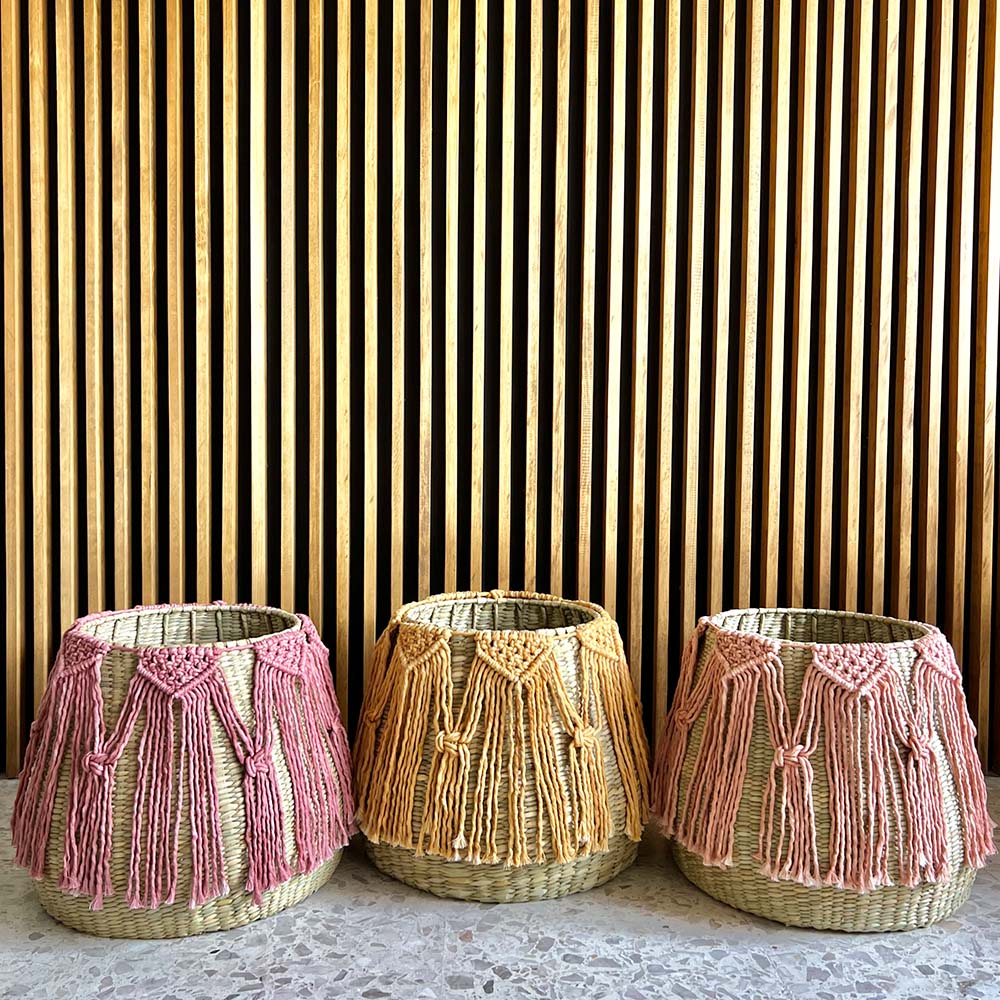 PUREPECHA I - CESTO DE CHUSPATA Y MACRAMÉ