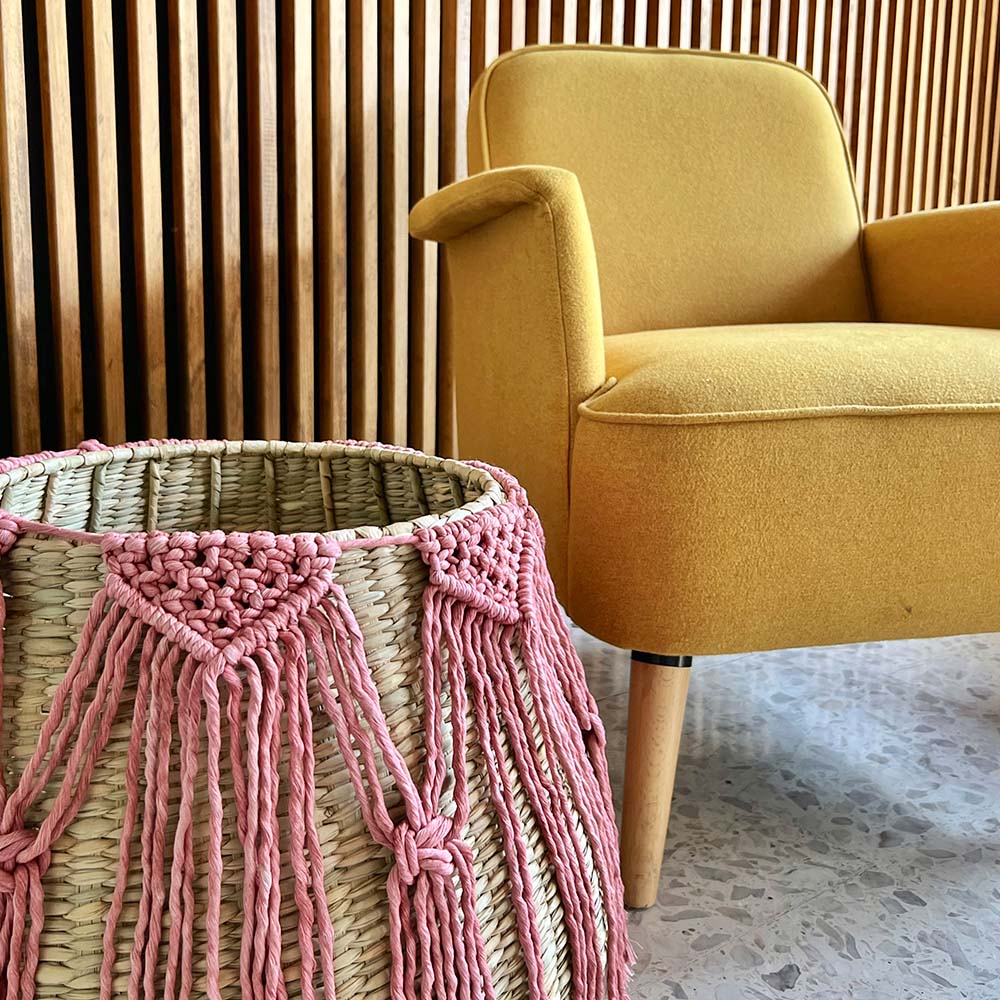 PUREPECHA I - CESTO DE CHUSPATA Y MACRAMÉ