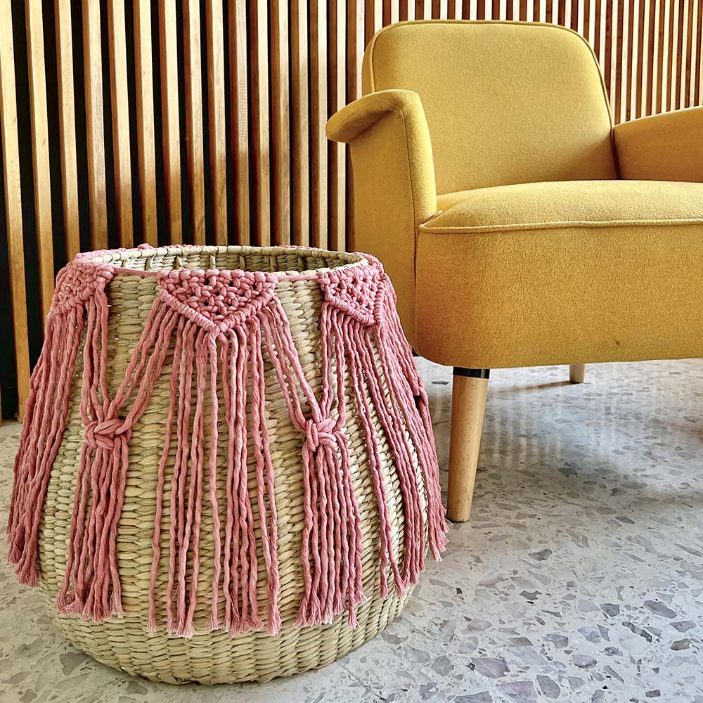 PUREPECHA I - CESTO DE CHUSPATA Y MACRAMÉ