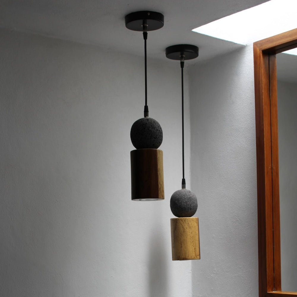 ARIO - LÁMPARA COLGANTE DE BASALTO Y PAROTA
