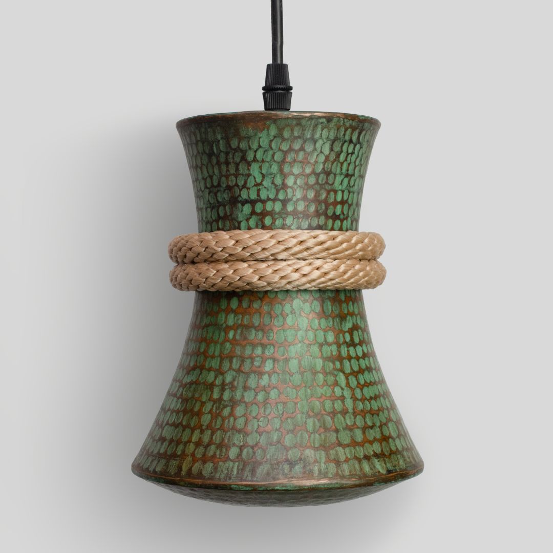 TANU - LÁMPARA COLGANTE DE COBRE PATINA JADE