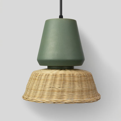LUCERNA - LÁMPARA COLGANTE DE CERÁMICA Y MIMBRE