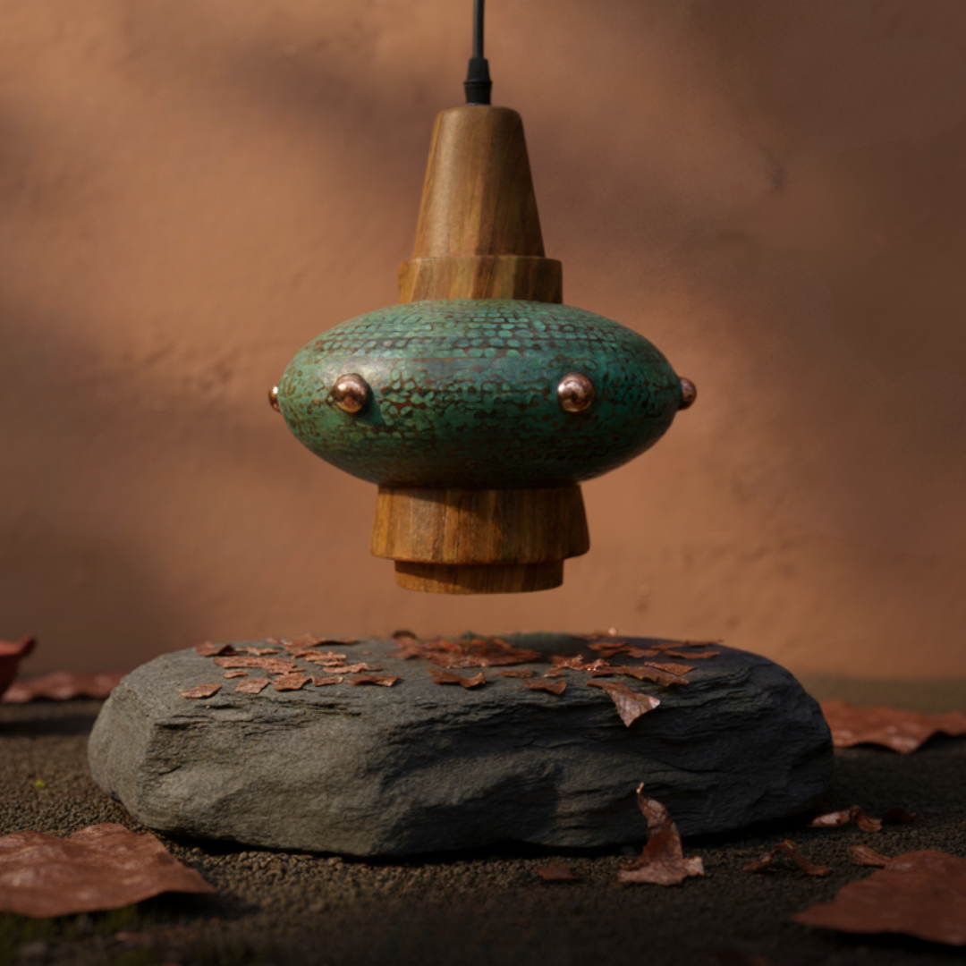 METL - LÁMPARA COLGANTE DE COBRE Y PAROTA