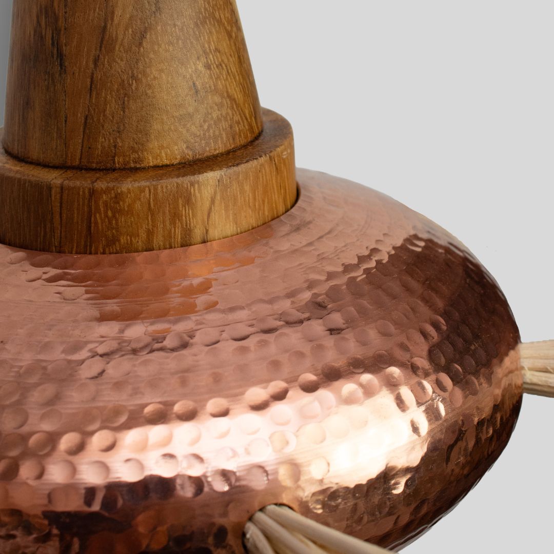 AHUIL - LÁMPARA COLGANTE DE COBRE Y PAROTA