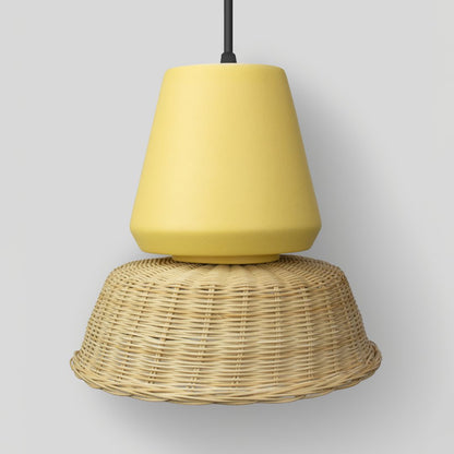 LUCERNA - LÁMPARA COLGANTE DE CERÁMICA Y MIMBRE