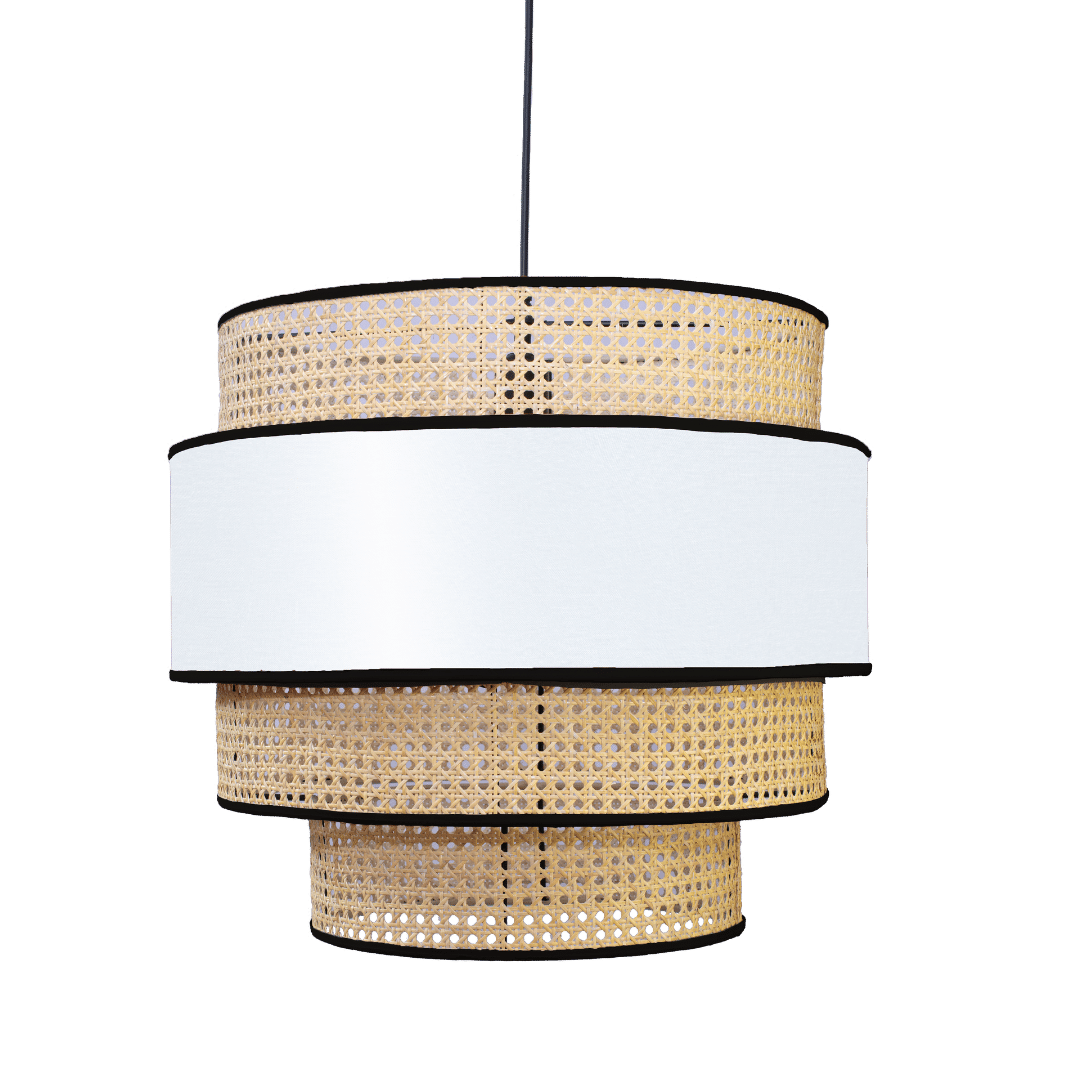 SUDZAL - LÁMPARA COLGANTE DE BEJUCO & TEXTIL