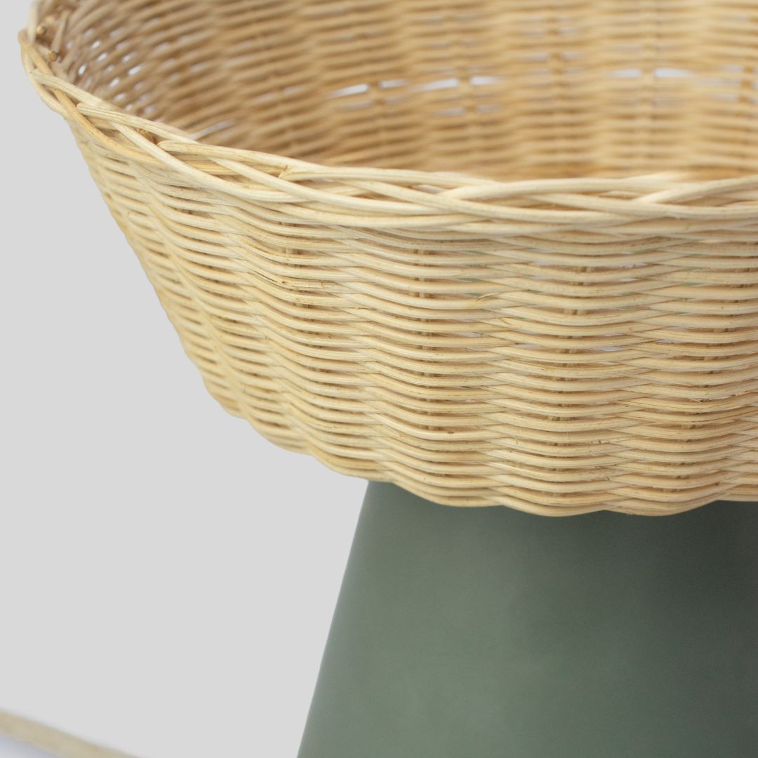 NAHUA - LÁMPARA DE MESA DE CERÁMICA Y MIMBRE