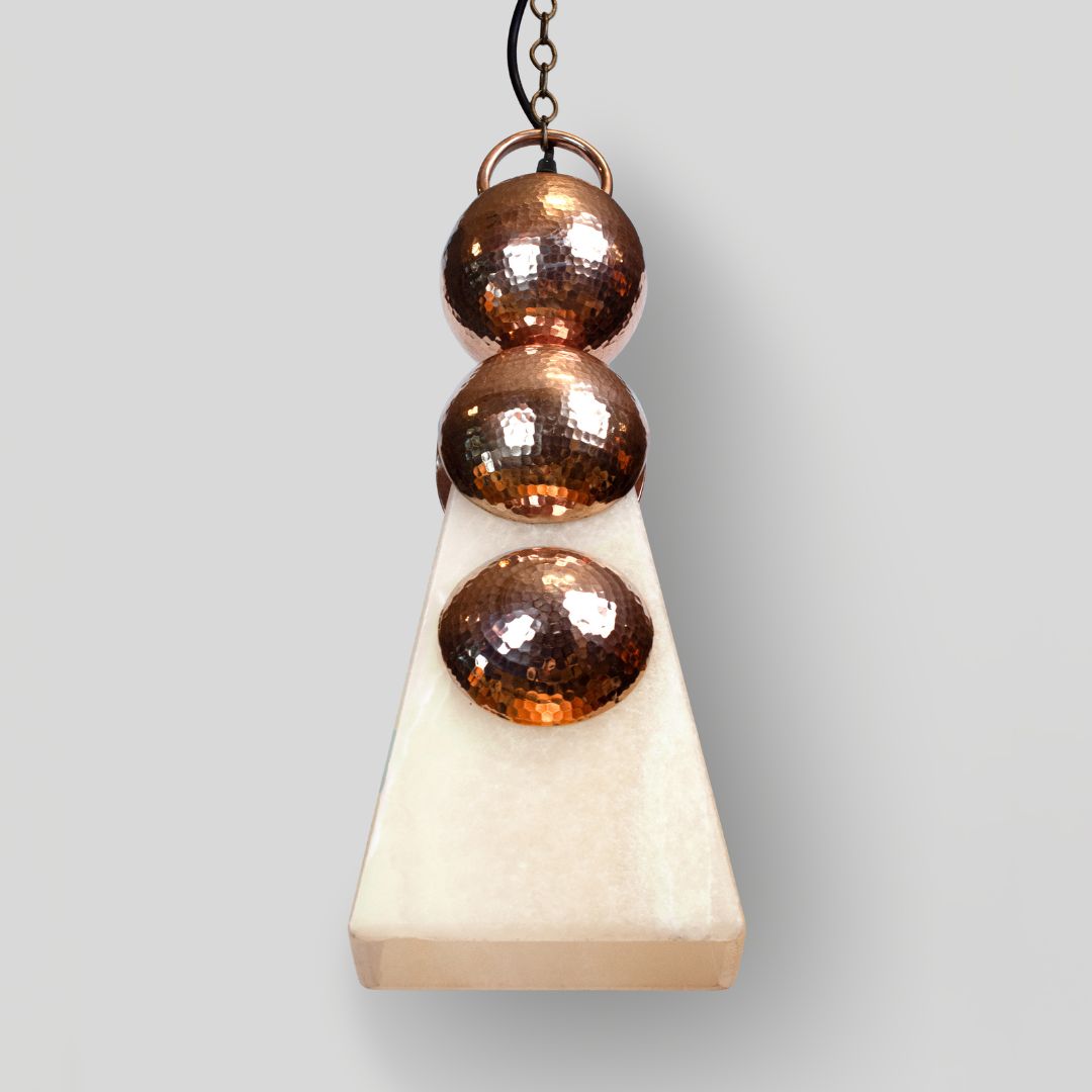 HALO - LÁMPARA COLGANTE DE COBRE Y ÓNIX