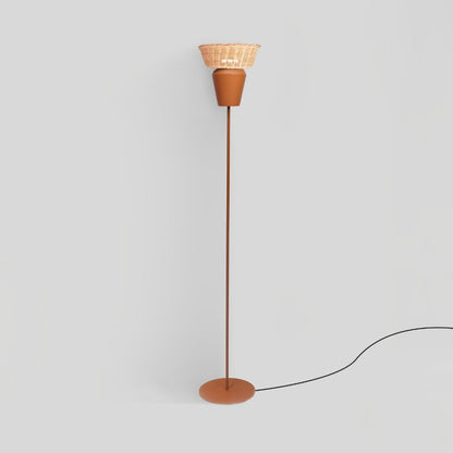 ESPIGA - LÁMPARA DE PIE DE CERÁMICA Y MIMBRE