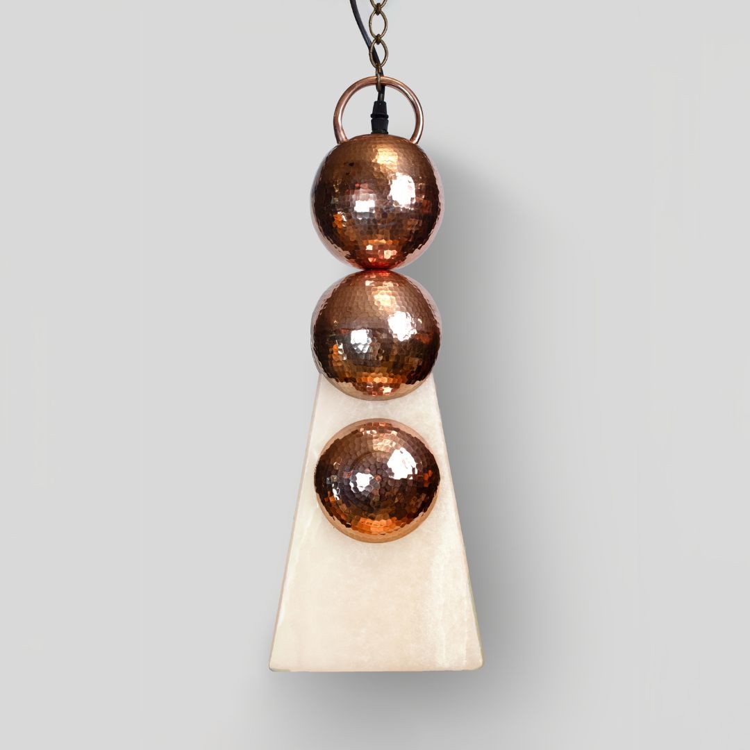 HALO - LÁMPARA COLGANTE DE COBRE Y ÓNIX