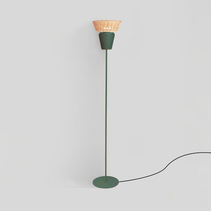 ESPIGA - LÁMPARA DE PIE DE CERÁMICA Y MIMBRE