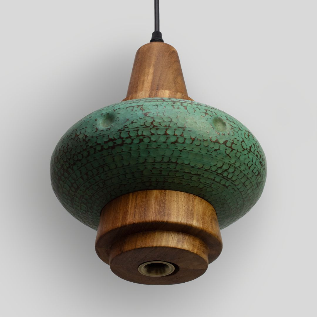 PIRA - LÁMPARA COLGANTE DE COBRE Y PAROTA