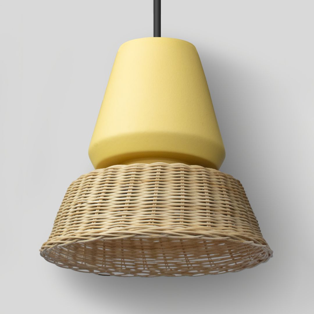 LUCERNA - LÁMPARA COLGANTE DE CERÁMICA Y MIMBRE