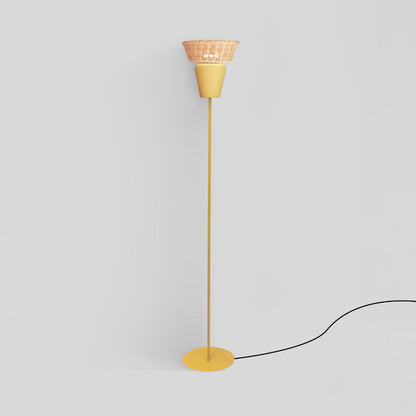 ESPIGA - LÁMPARA DE PIE DE CERÁMICA Y MIMBRE