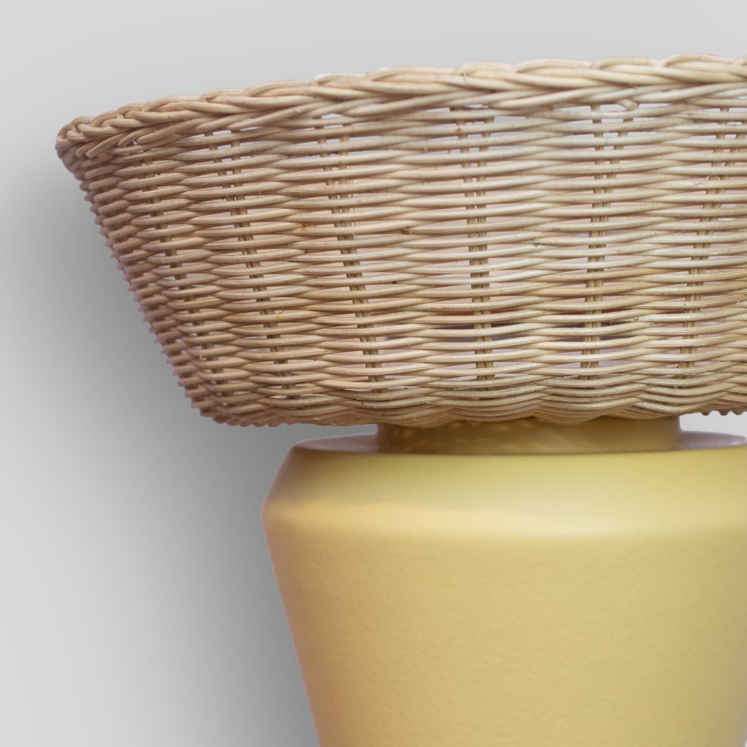 ESPIGA - LÁMPARA DE PIE DE CERÁMICA Y MIMBRE