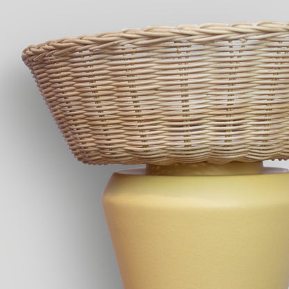 ESPIGA - LÁMPARA DE PIE DE CERÁMICA Y MIMBRE