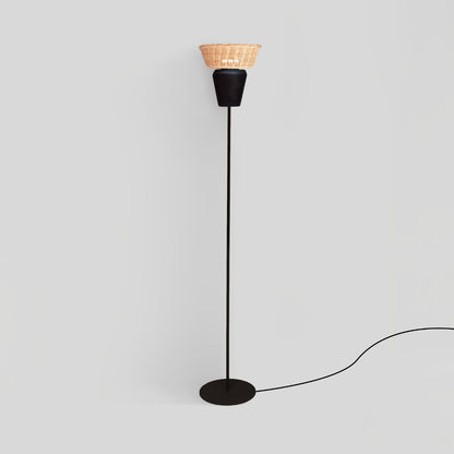 ESPIGA - LÁMPARA DE PIE DE CERÁMICA Y MIMBRE