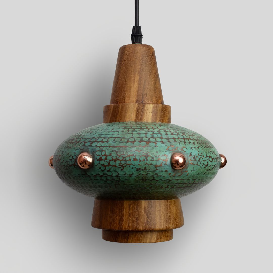 METL - LÁMPARA COLGANTE DE COBRE Y PAROTA