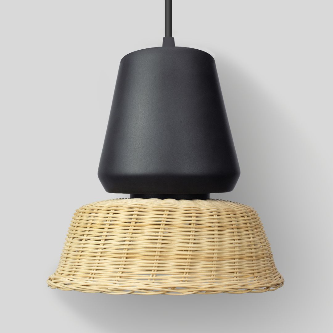 LUCERNA - LÁMPARA COLGANTE DE CERÁMICA Y MIMBRE