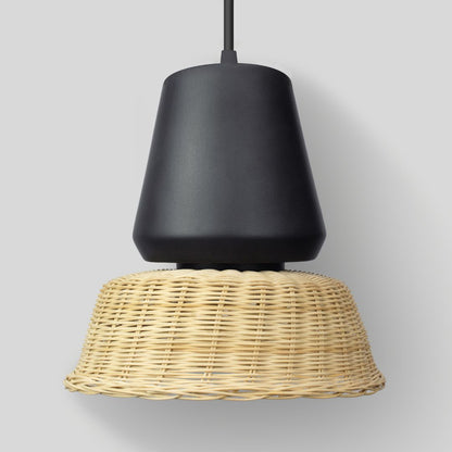 LUCERNA - LÁMPARA COLGANTE DE CERÁMICA Y MIMBRE