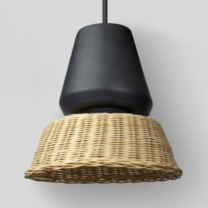 LUCERNA - LÁMPARA COLGANTE DE CERÁMICA Y MIMBRE